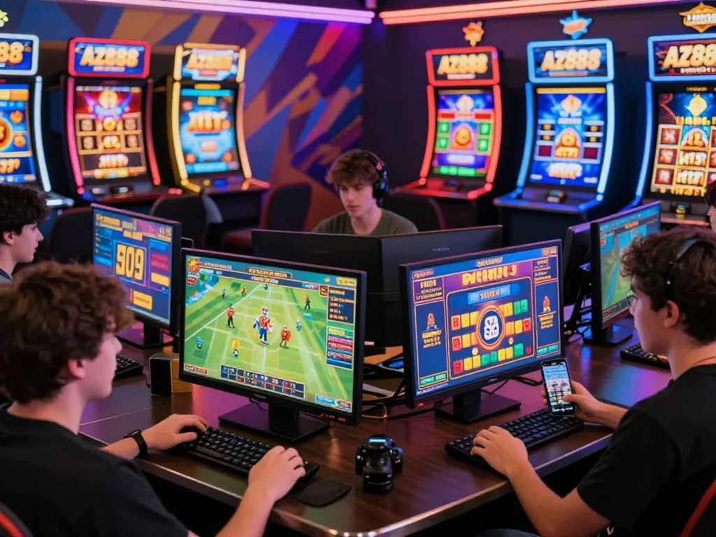 AZ888 online gaming platform bustling with players enjoying diverse games and exciting promotions.
