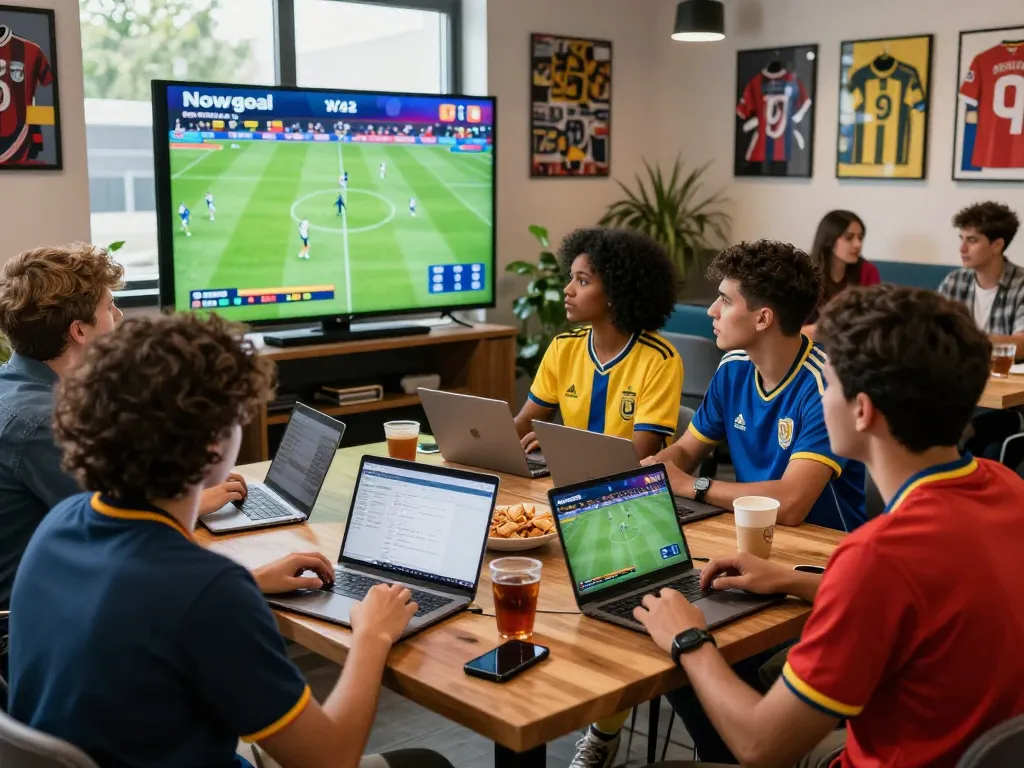 Fans engaging in live football analysis with Nowgoal scores and betting odds