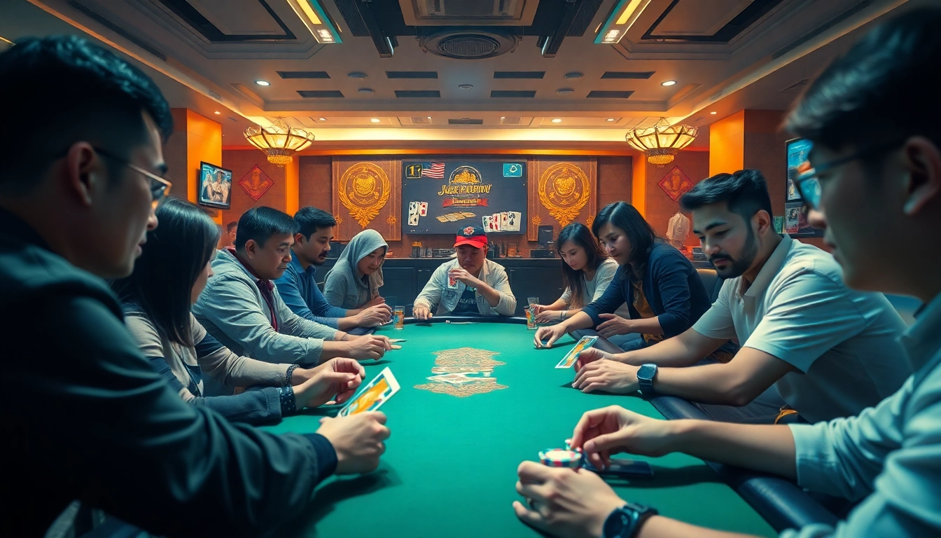 Engaging online gaming scene at gamebaidoithuong.com.vc, featuring players enjoying card games.