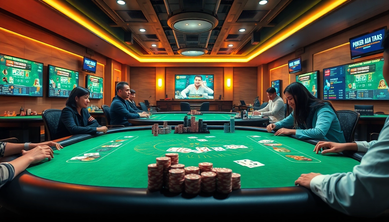 Exciting online gaming atmosphere at topgamebaidoithuong.mx featuring vibrant card games.