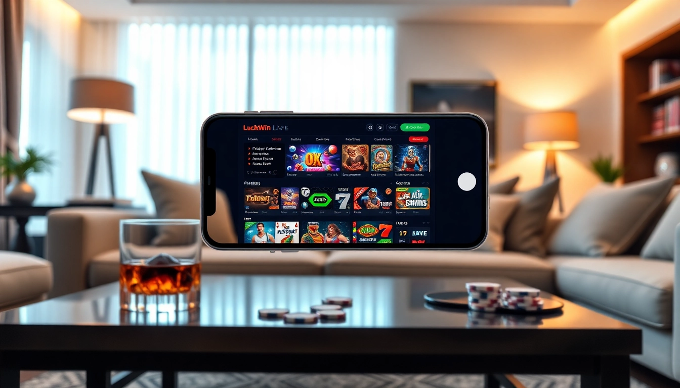Exciting online gambling experience on luck8win.live, showcasing vibrant gaming visuals on a smartphone.