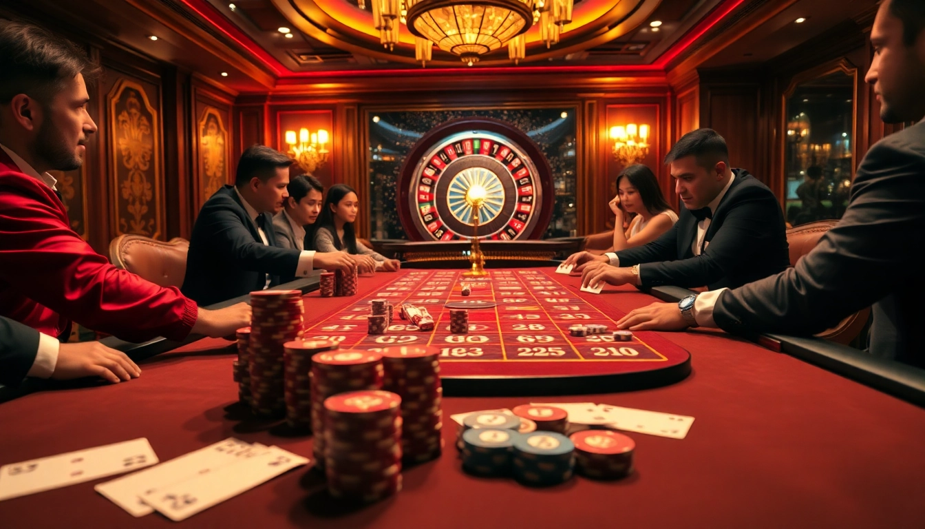 Engage in thrilling gambling action at https://uk88.za.com/ with vibrant casino tables and excited players.
