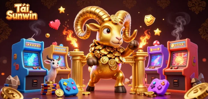 Experience the ultimate thrill with Tải Sunwin, featuring a vibrant 3D cartoon scene filled with casino games.